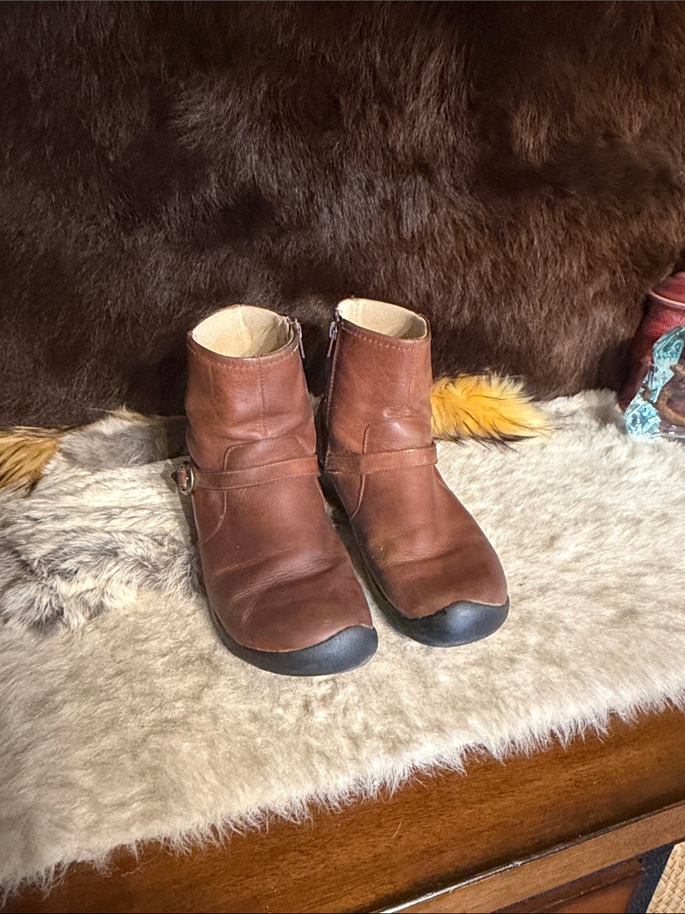 Brown Leather Ankle Boots - Casual Zip Comfort 8.5 (3975)
